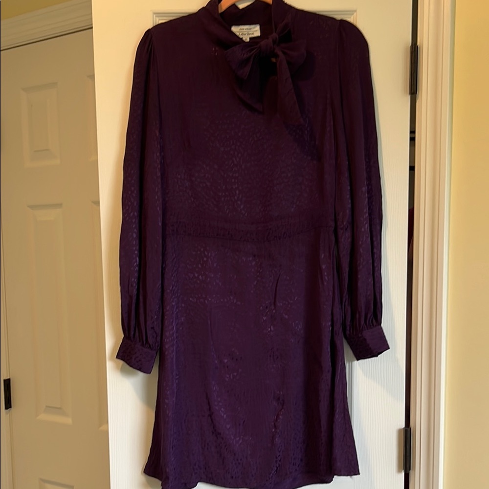& Other Stories Purple Dress with Bishop Sleeves and Bow